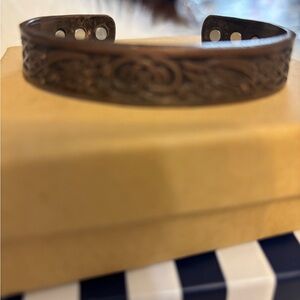 Magnetic Engraved Brown Cuff Bracelet